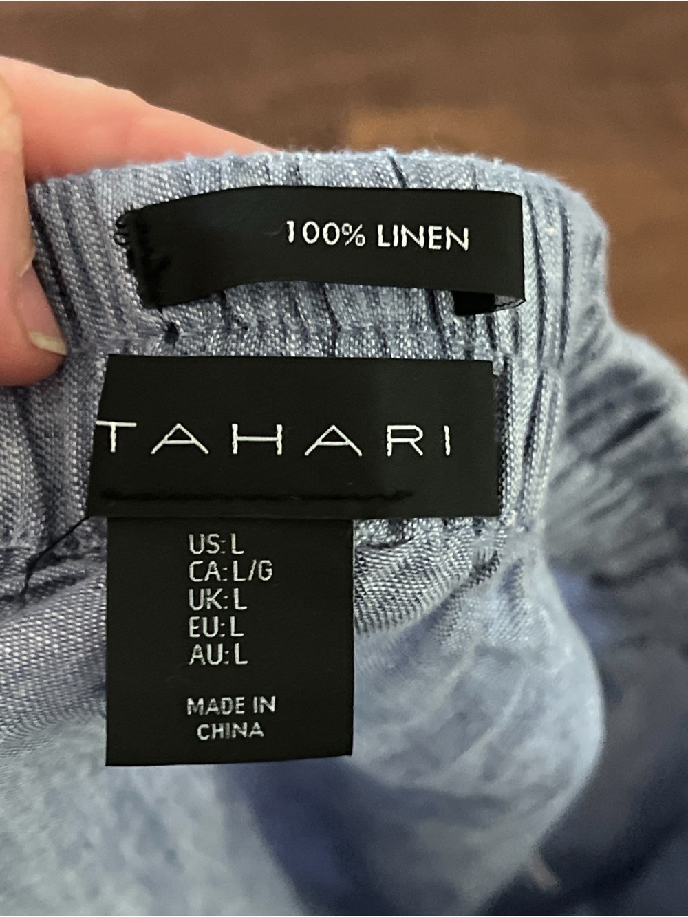 Tahari 100% Linen Pull front button Midi Skirt Large Blue - Picture 4 of 5